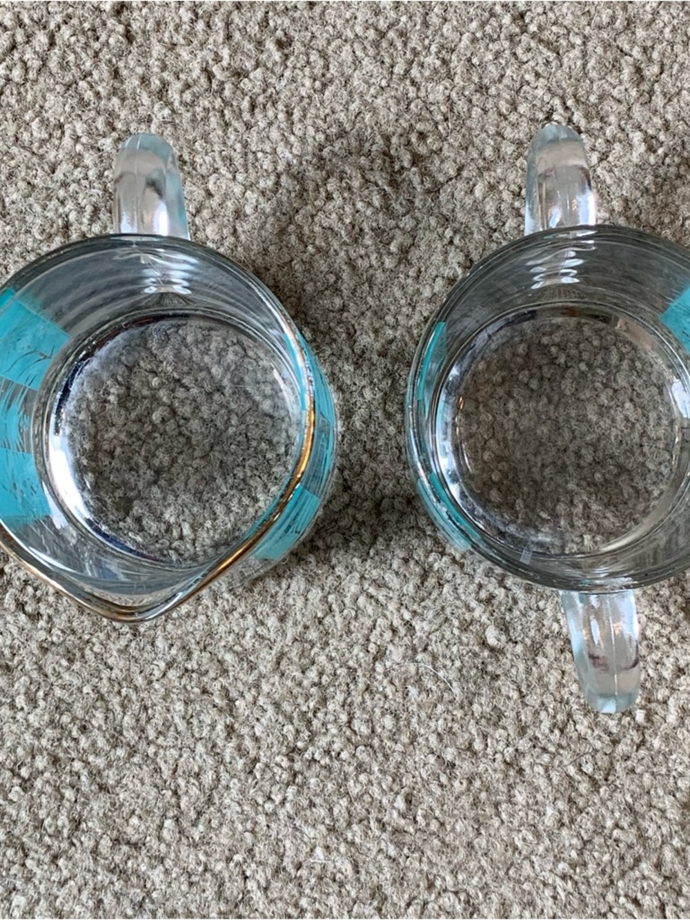 Vintage Bartlett Collins MCM Aqua Daisy Flower Power Sugar Bowl & Creamer Set - Picture 3 of 10